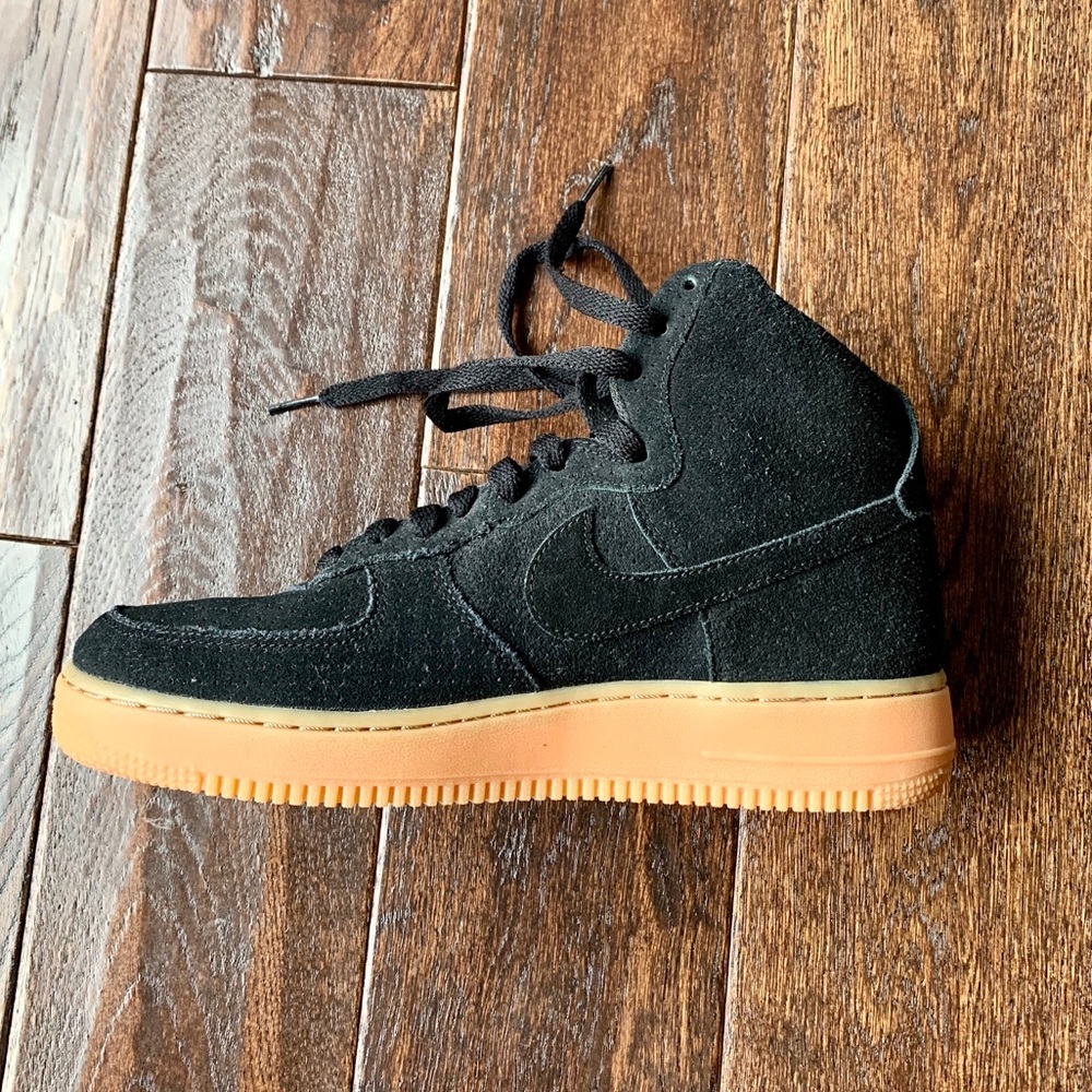 Nike AF1 Black Suede with Gum Soles